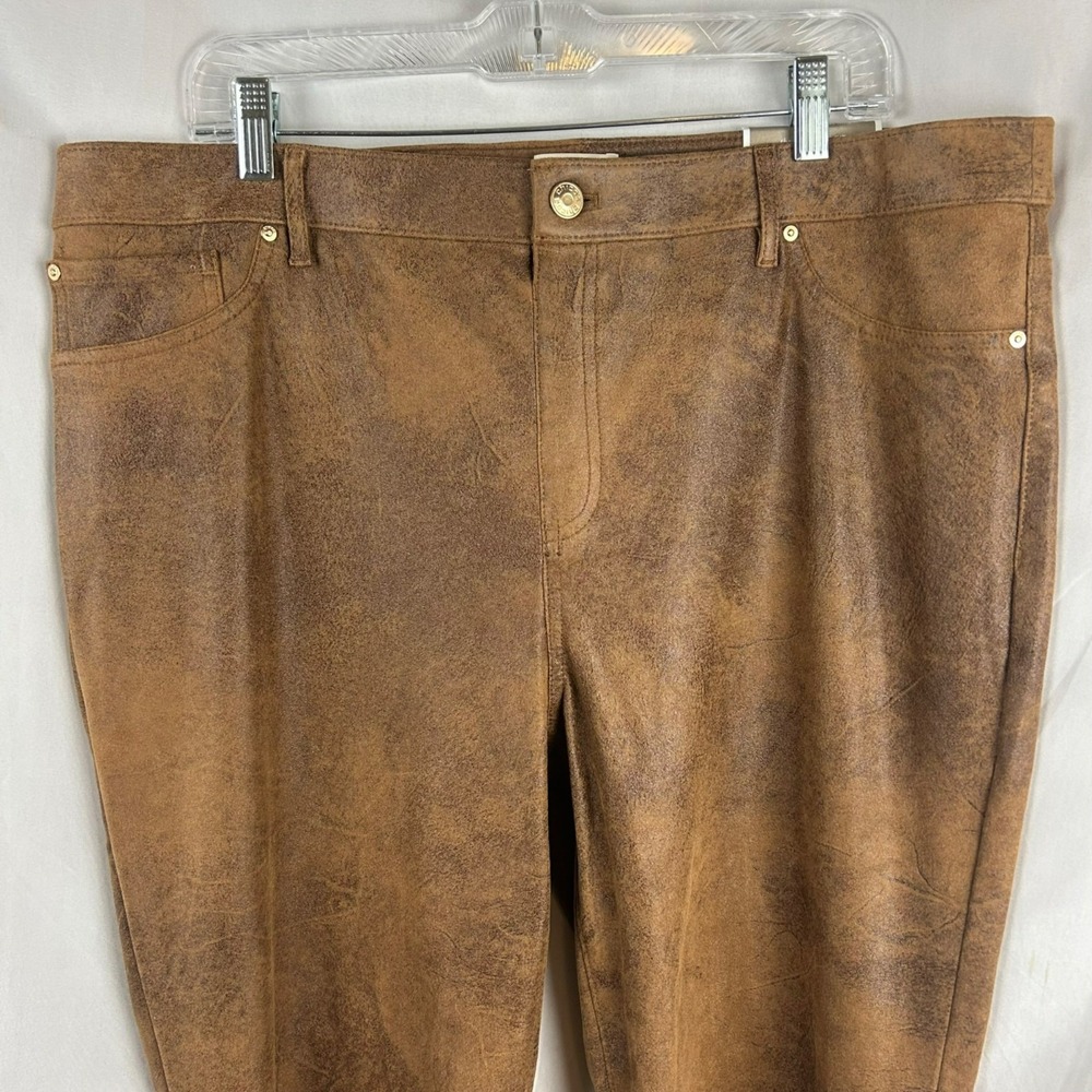 NEW Chico's Ultimate Fit Faux Suede Slim Pants Women 3 XL Brown Worn Luggage - Picture 6 of 13